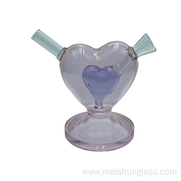 Pink Love Shaped Glass Ornaments